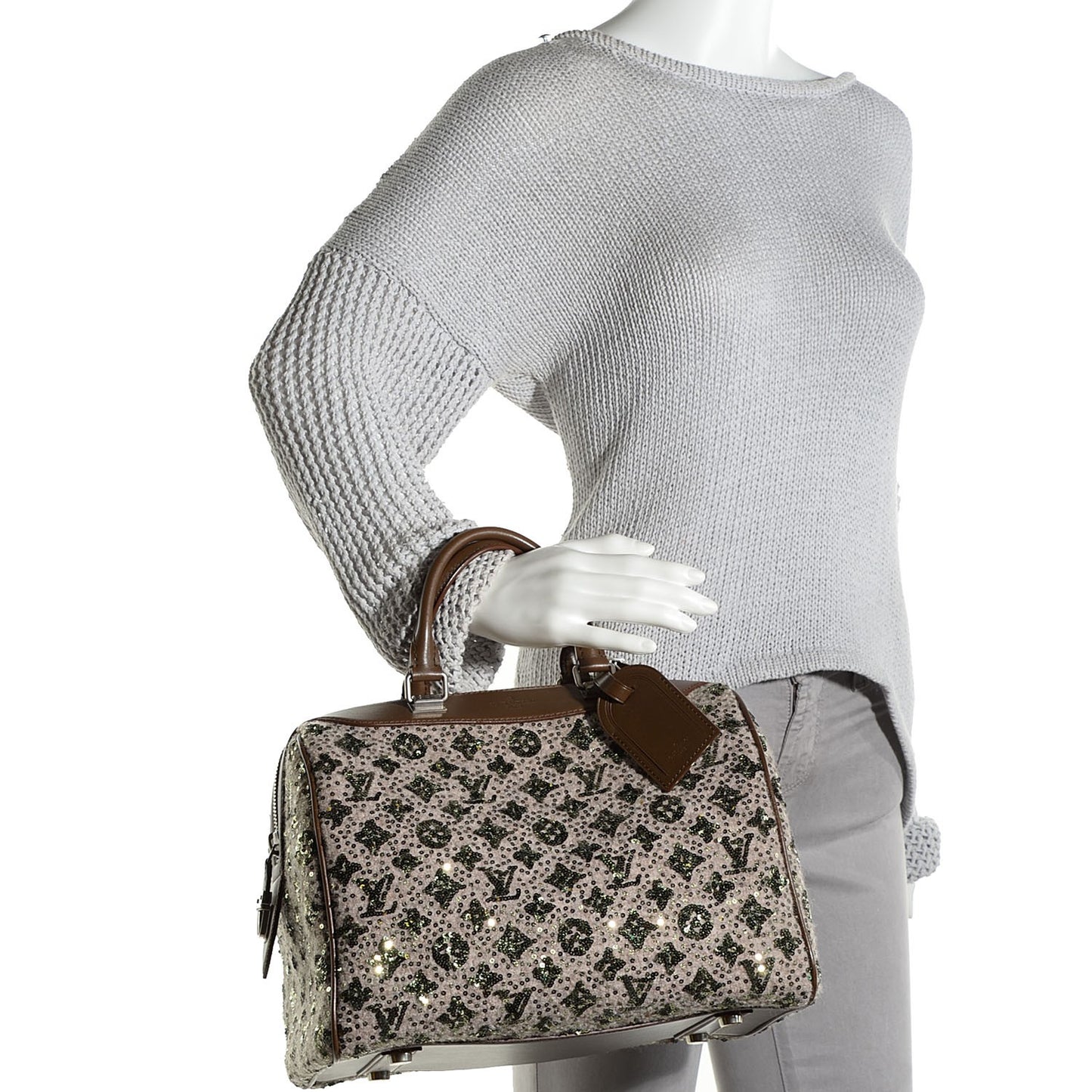 Sequin Monogram Sunshine Express Speedy Kaki