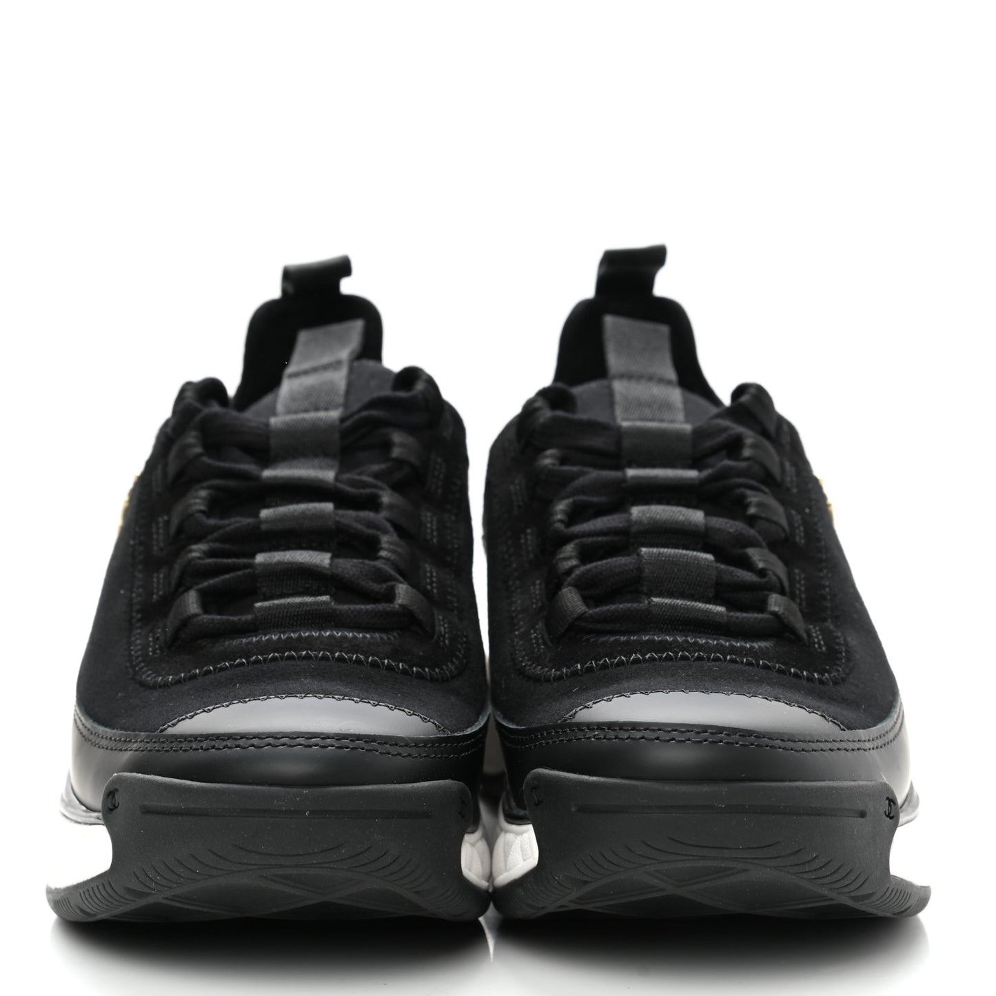 Velvet Calfskin Mixed Fibers CC Sneakers 35 Black