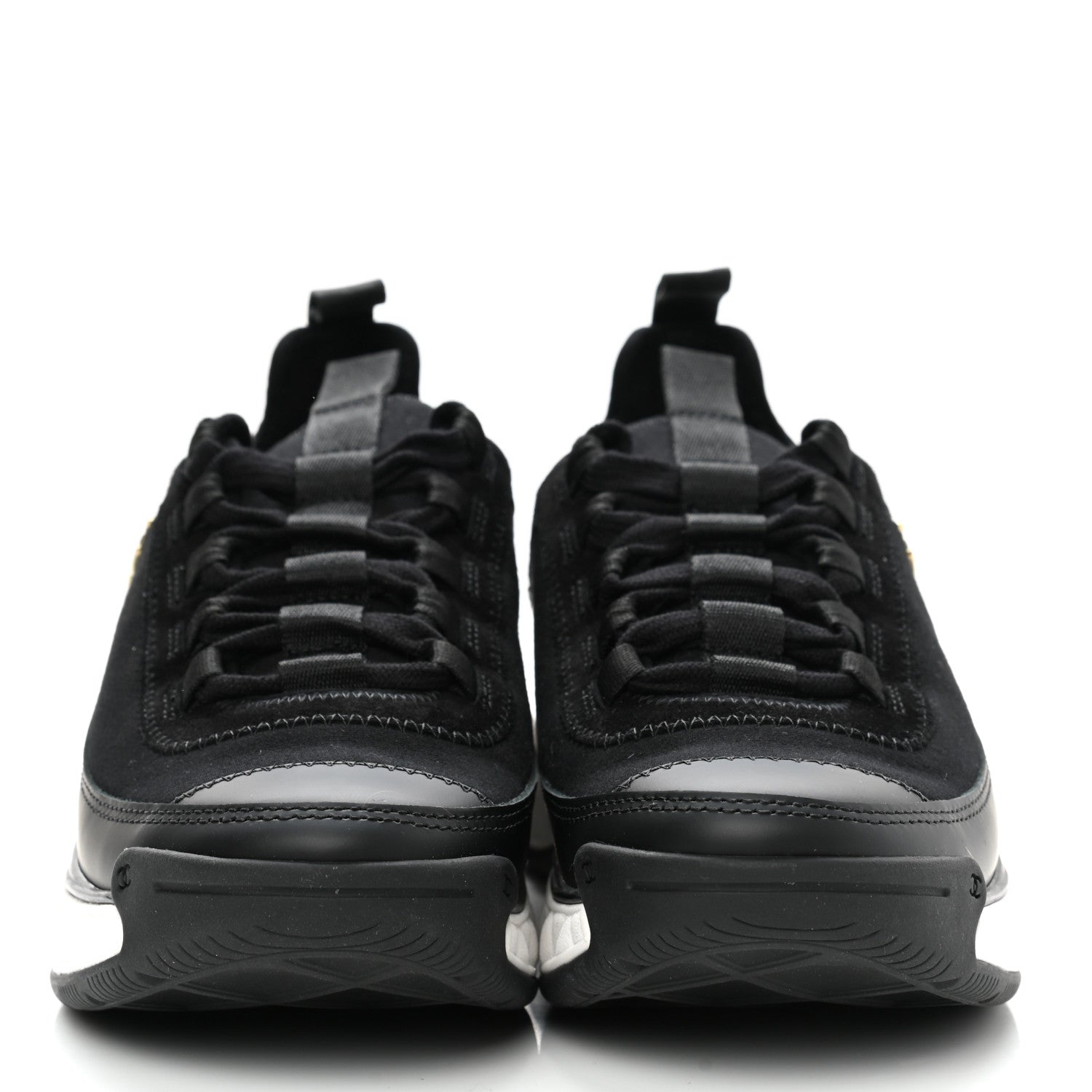 Chanel Velvet Calfskin Mixed Fibers CC Sneakers 35 Black 2 of 9