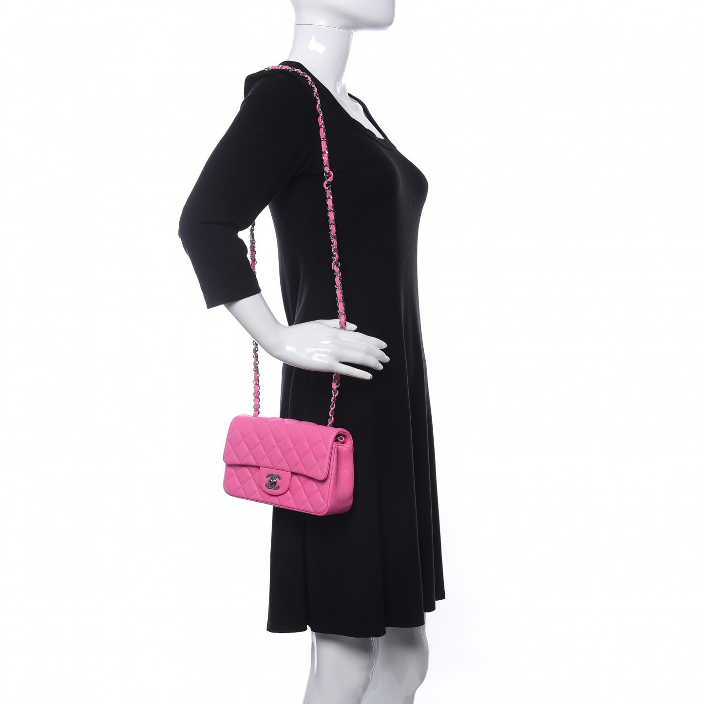 Lambskin Quilted Mini Rectangular Flap Pink