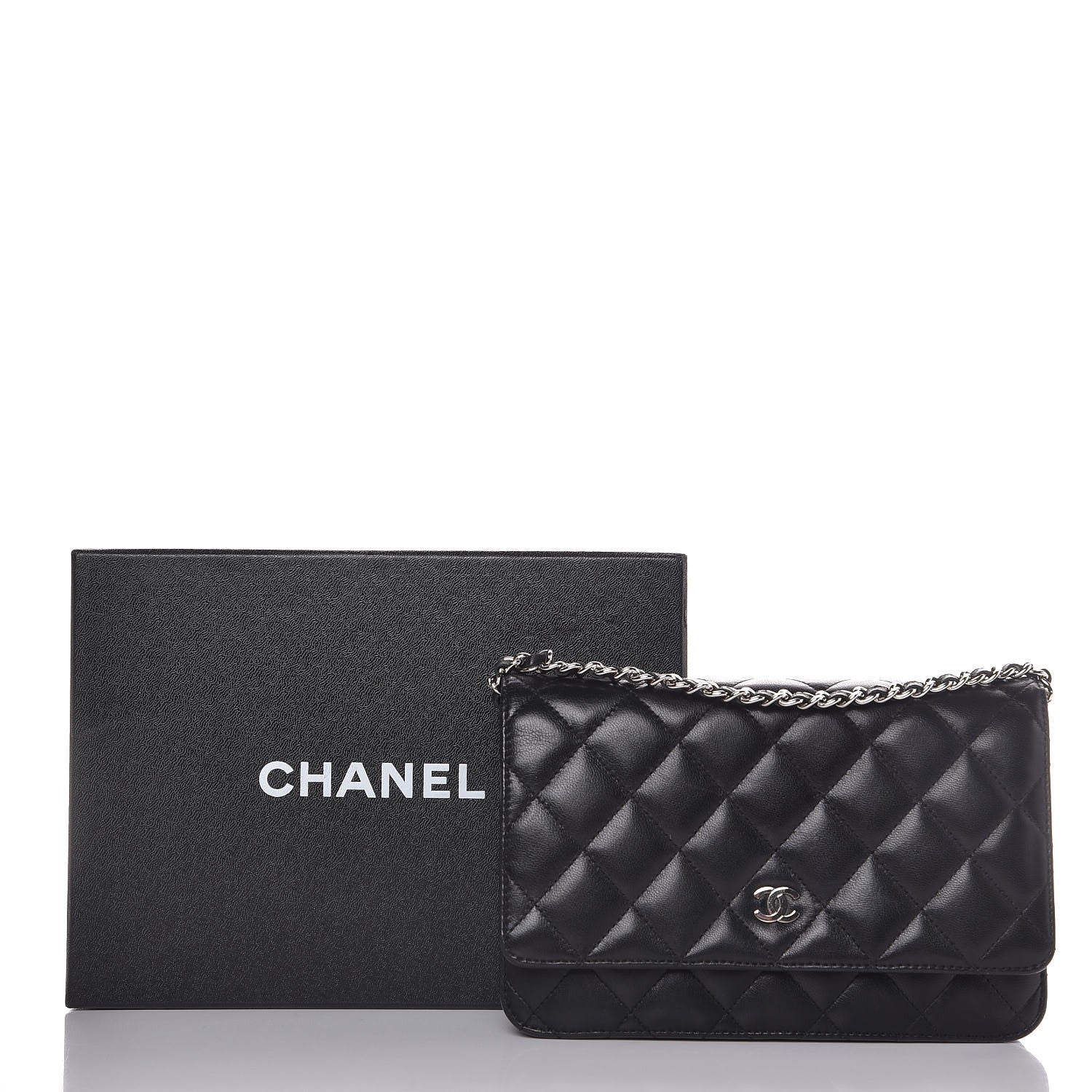 Chanel Lambskin Quilted Wallet On Chain WOC Black 9 of 9