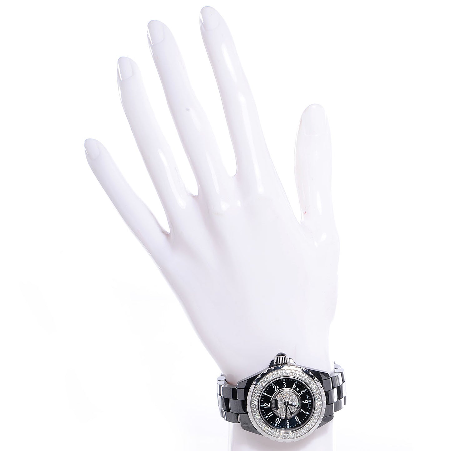 Stainless Steel Ceramic Diamond Pave Bezel Dial 33mm J12 Quartz Watch Black