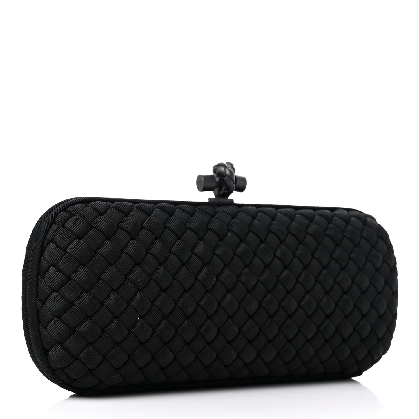 Silk Faille Intrecciato Knot Clutch Black