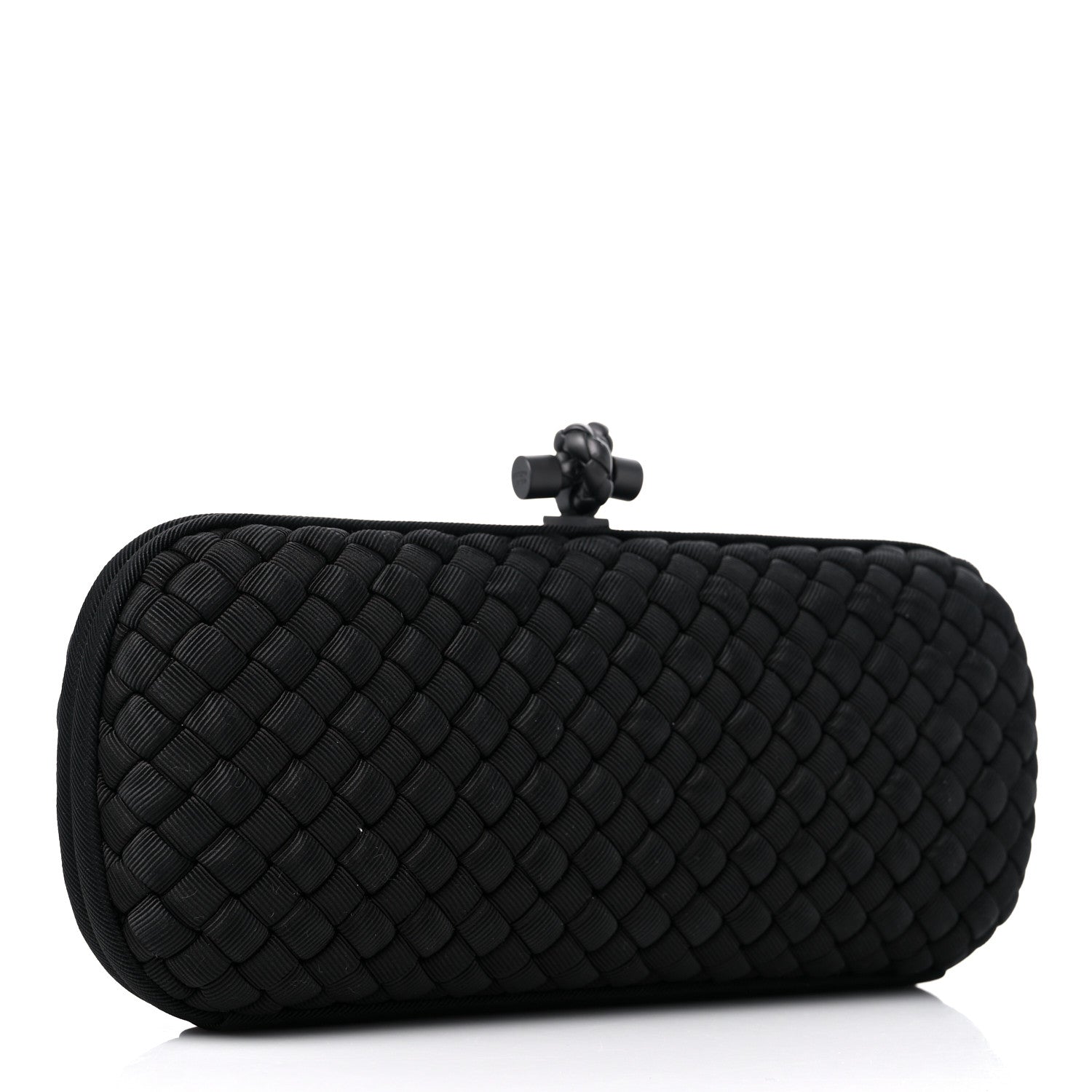 Bottega Veneta Silk Faille Intrecciato Knot Clutch Black 3 of 8