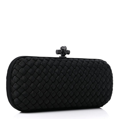 Bottega Veneta Silk Faille Intrecciato Knot Clutch Black 3 of 8