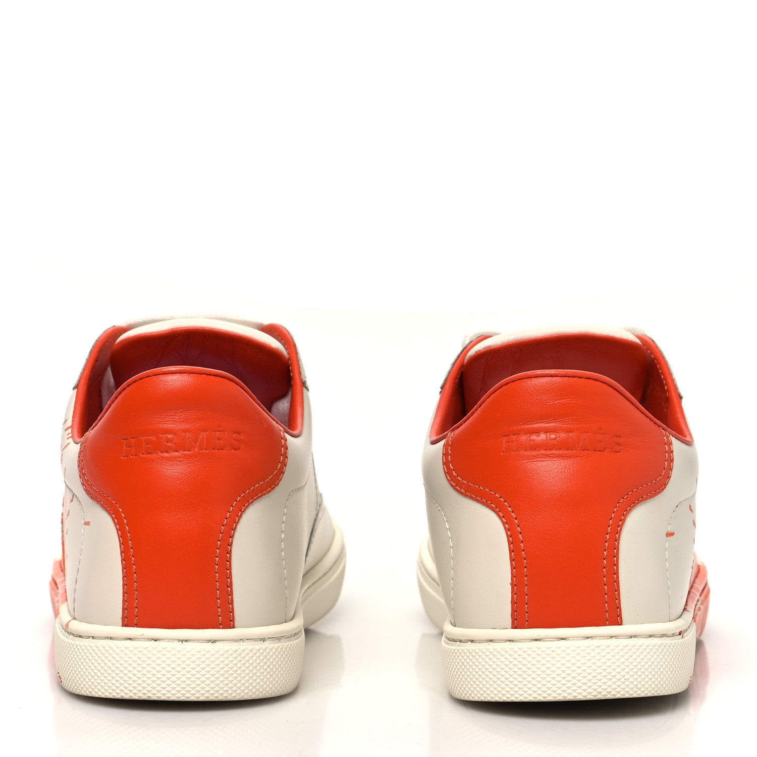 Hermes Swift Printed Peinture Fraiche Quicker Sneakers 36.5 White Orange 5 of 12