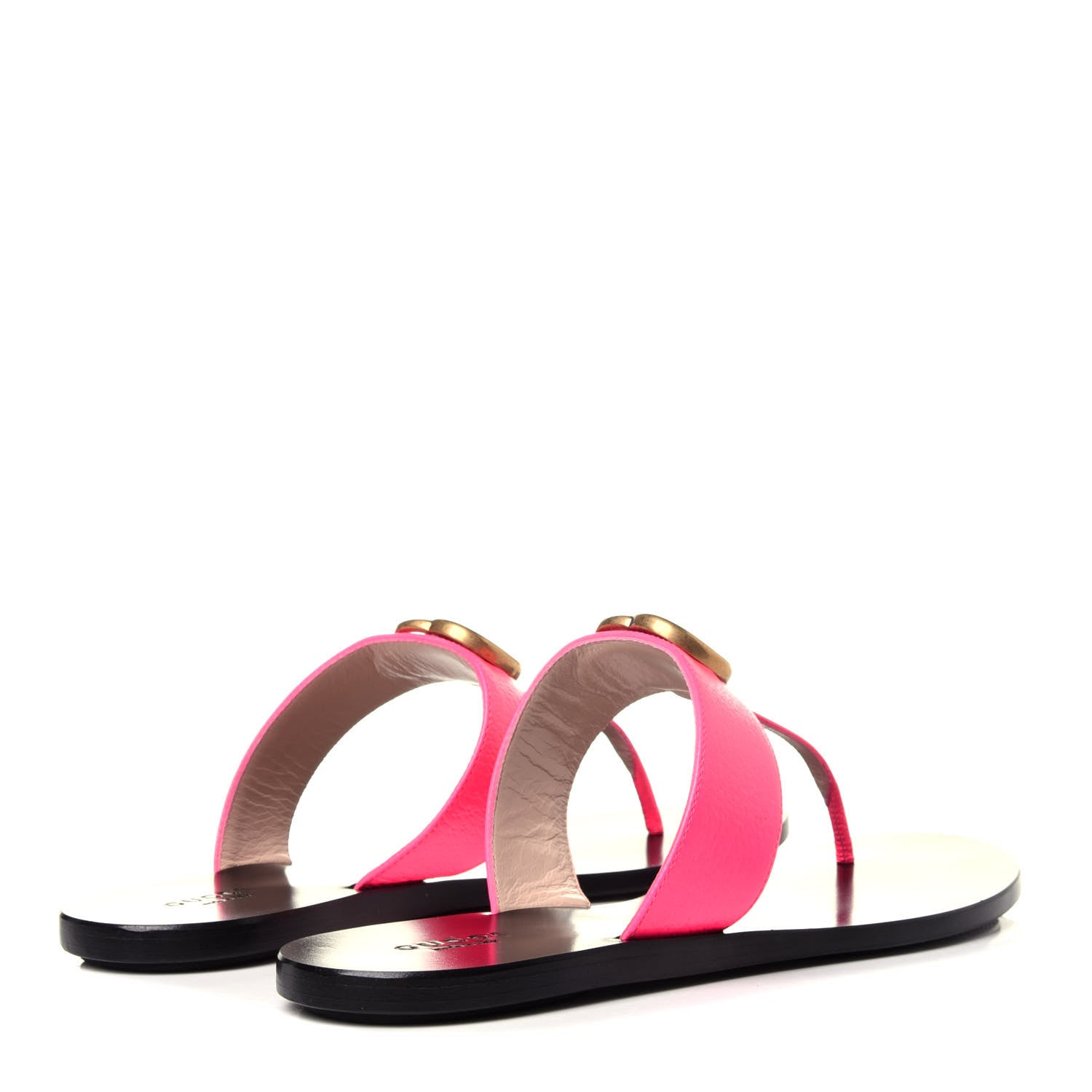 Gucci Calfskin GG Marmont Thong Sandals 38.5 Fuxia Fluo 4 of 9