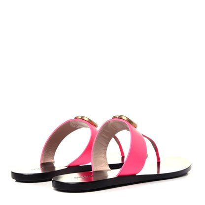 Gucci Calfskin GG Marmont Thong Sandals 38.5 Fuxia Fluo 4 of 9