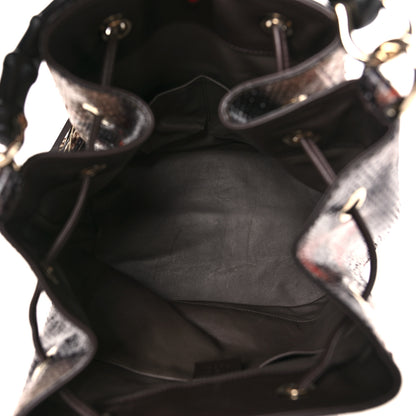 Gucci Snakeskin Miss Bamboo Medium Bucket Bag Black 5 of 9