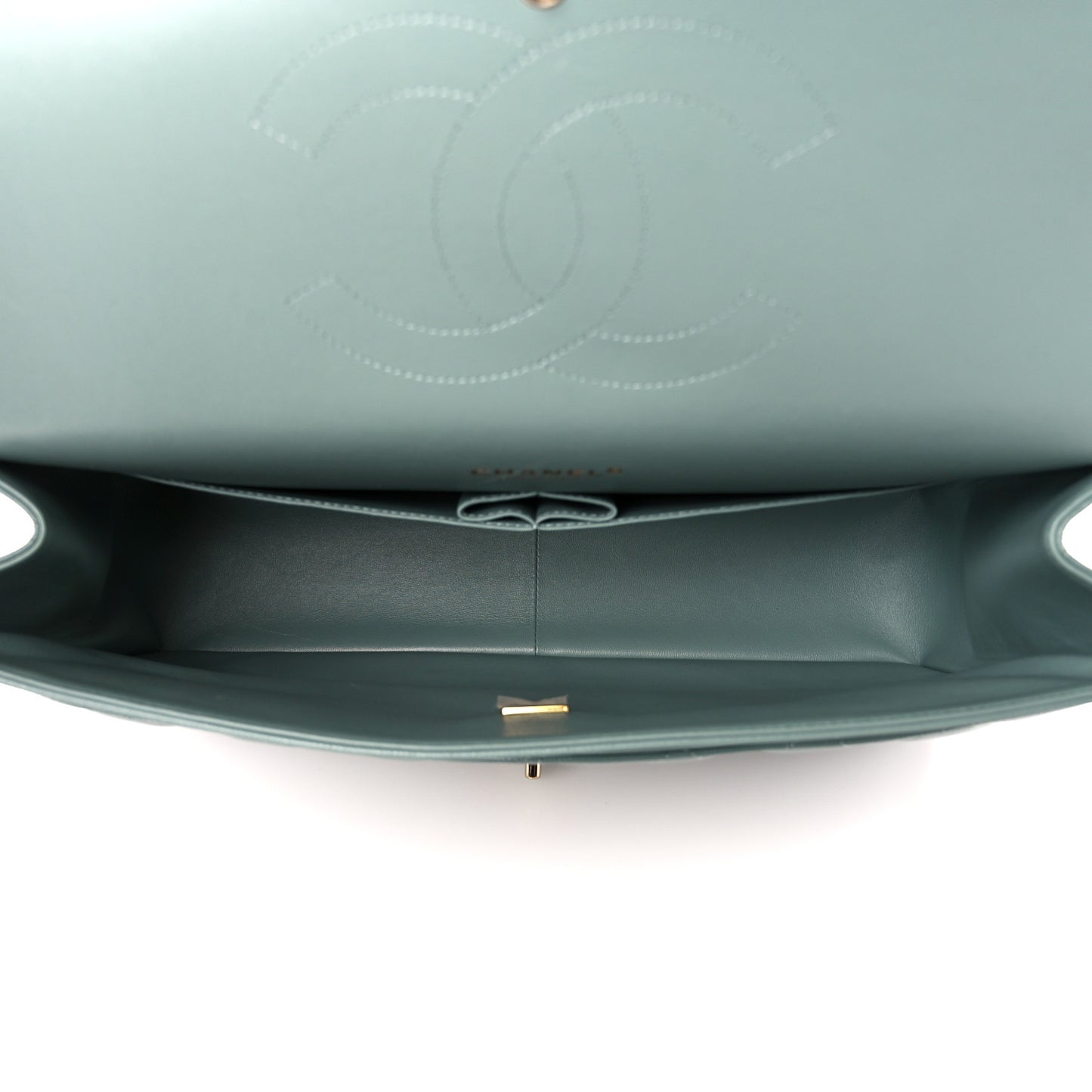 Caviar Quilted Maxi Double Flap Light Blue