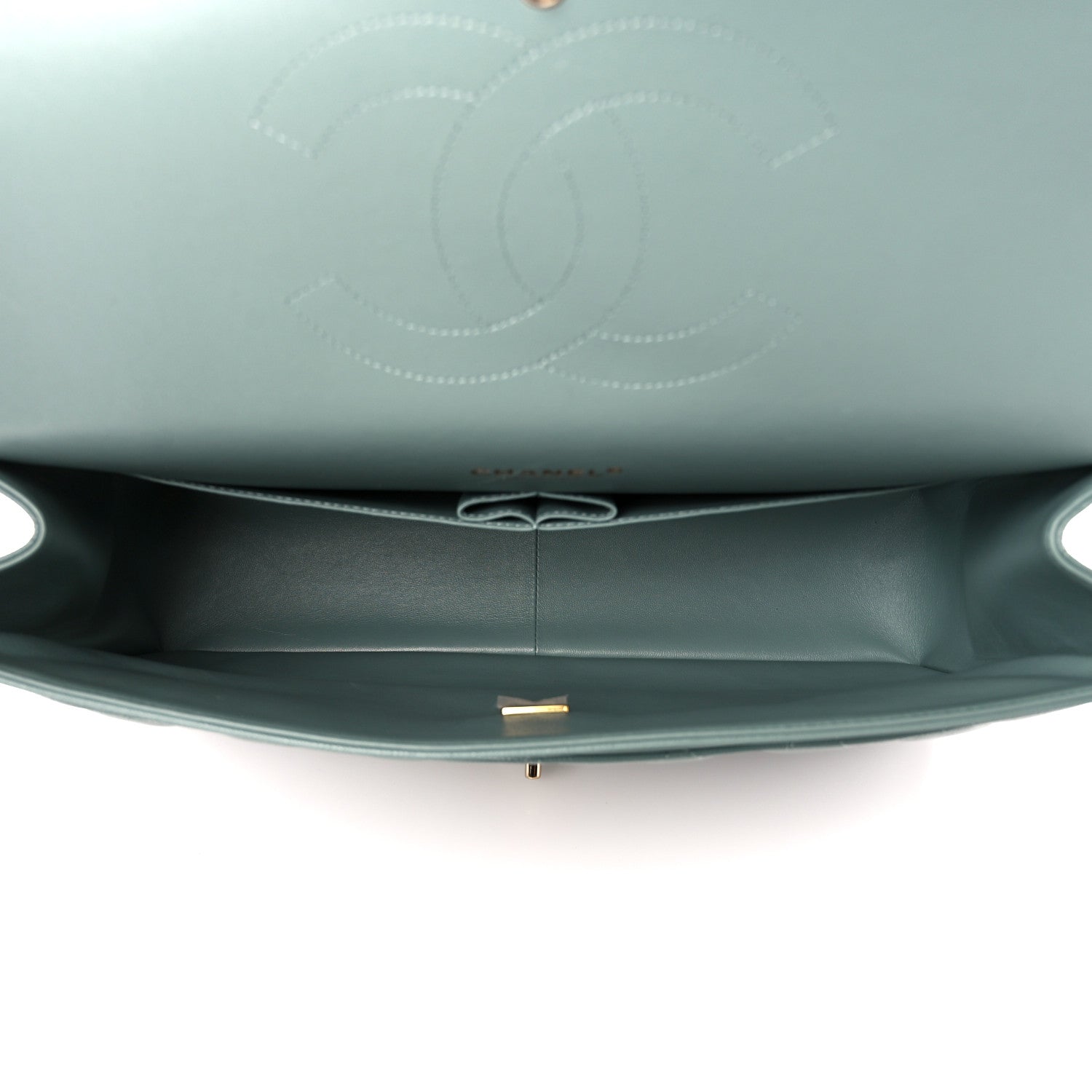 Chanel Caviar Quilted Maxi Double Flap Light Blue 5 of 11