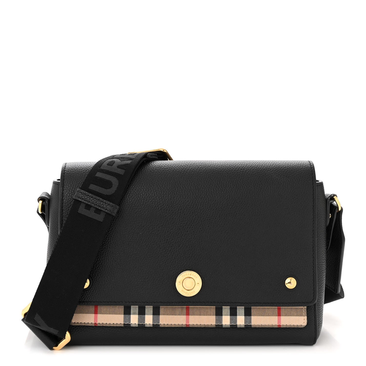 Burberry Grainy Calfskin Vintage Check Note Crossbody Bag Black 1 of 11