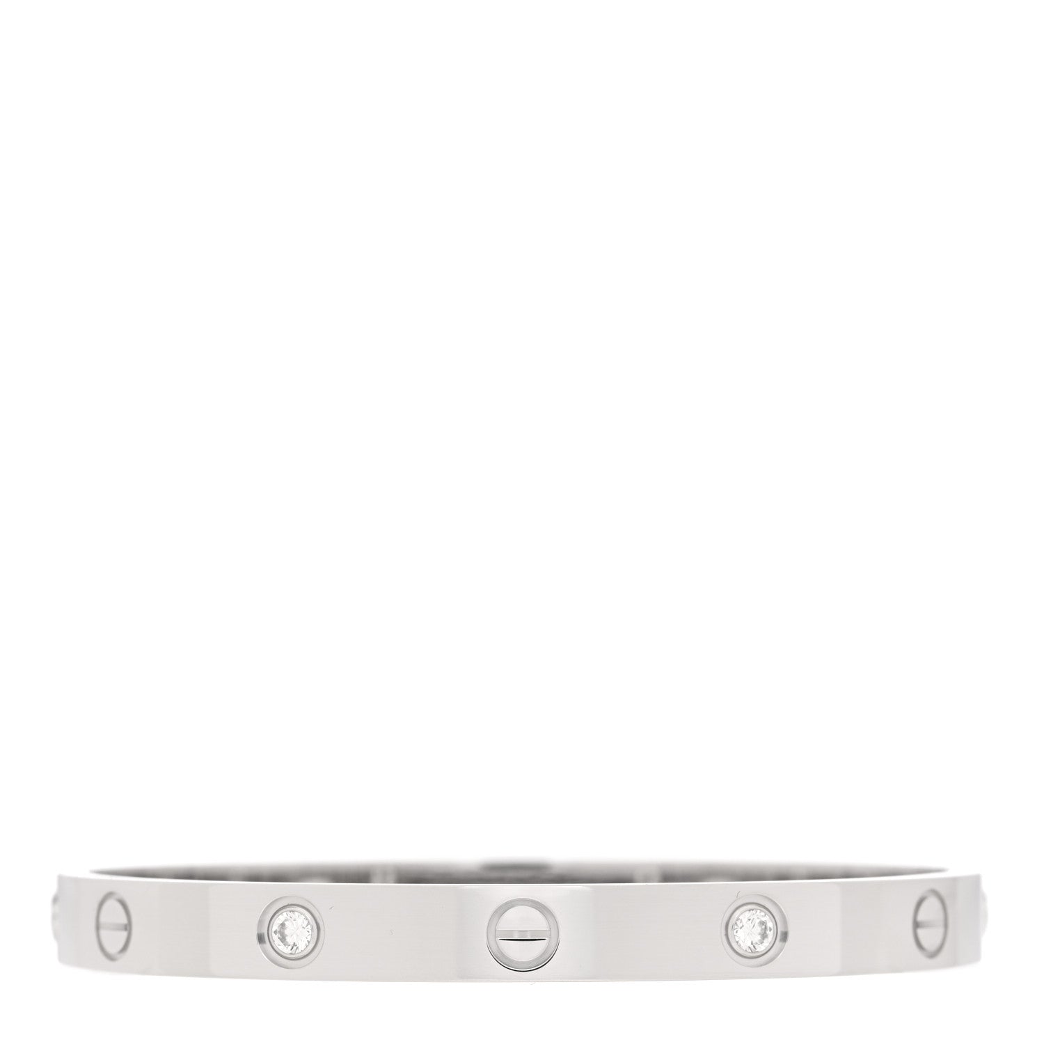 Cartier 18K White Gold 4 Diamond Love Bracelet 17 1 of 8