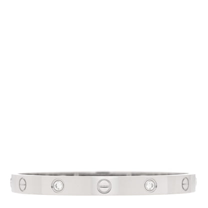 Cartier 18K White Gold 4 Diamond Love Bracelet 17 1 of 8