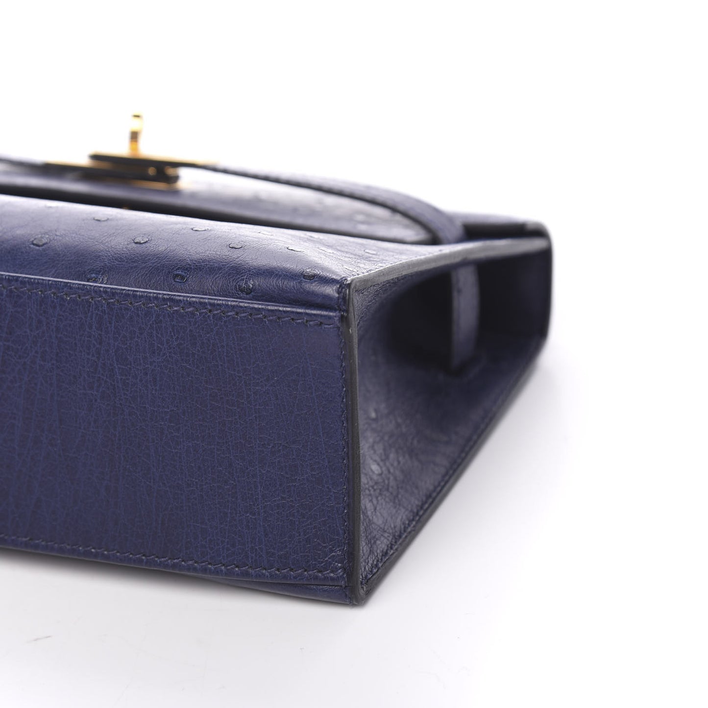 Ostrich Kelly Pochette Clutch Bleu Iris