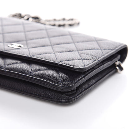 Chanel Caviar Quilted Wallet On Chain WOC Navy Blue 9 of 17