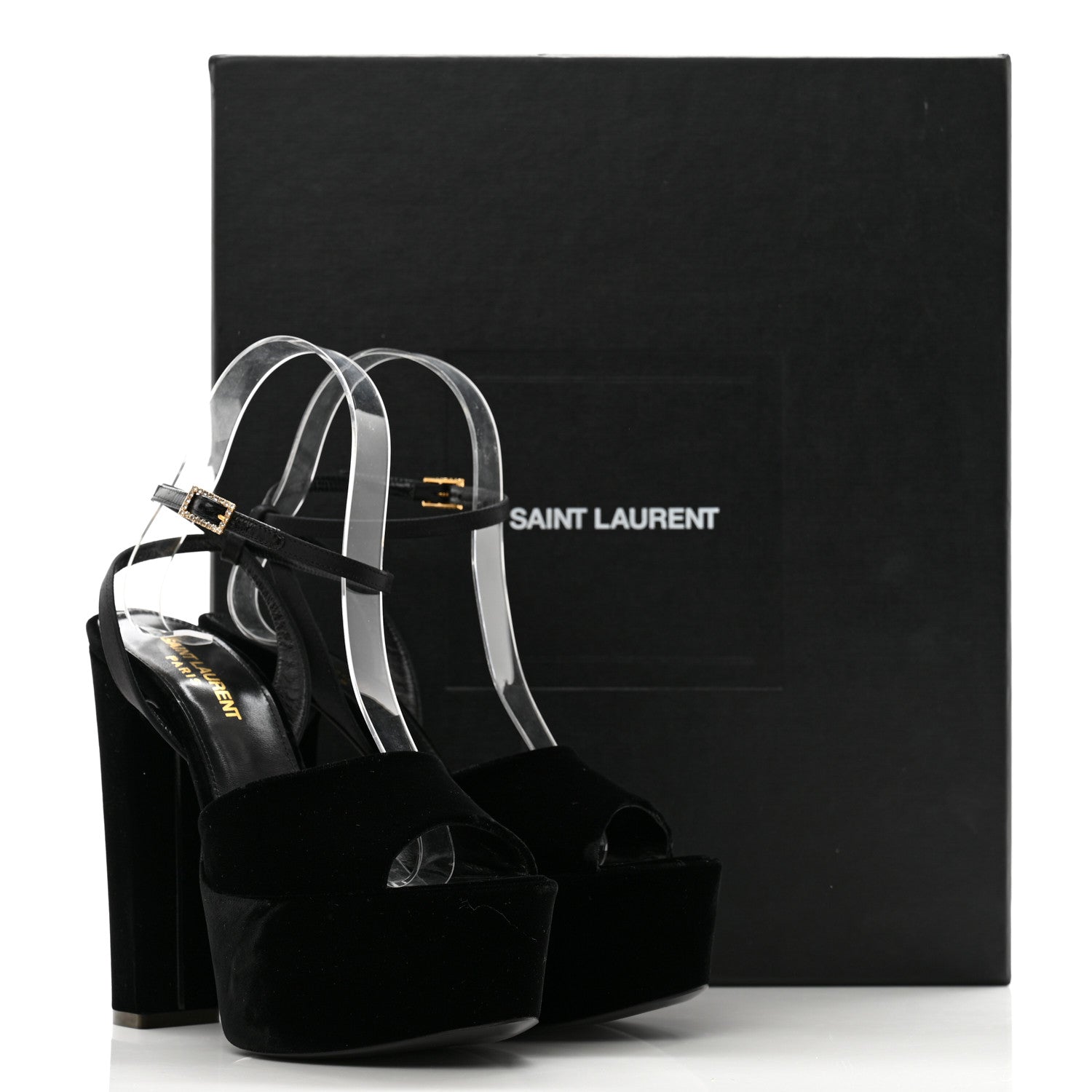 Saint Laurent Velvet Jodie Platform Sandals 36 Black 14 of 14