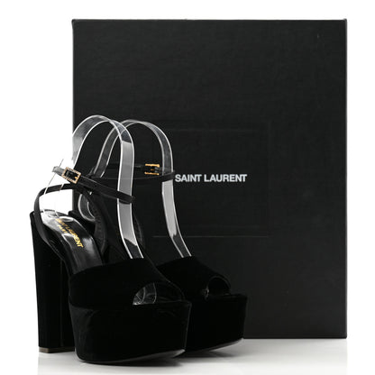 Saint Laurent Velvet Jodie Platform Sandals 36 Black 14 of 14