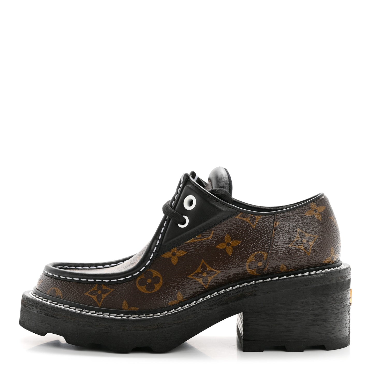 Monogram Calfskin Beaubourg Platform Derby Shoes 37 Brown