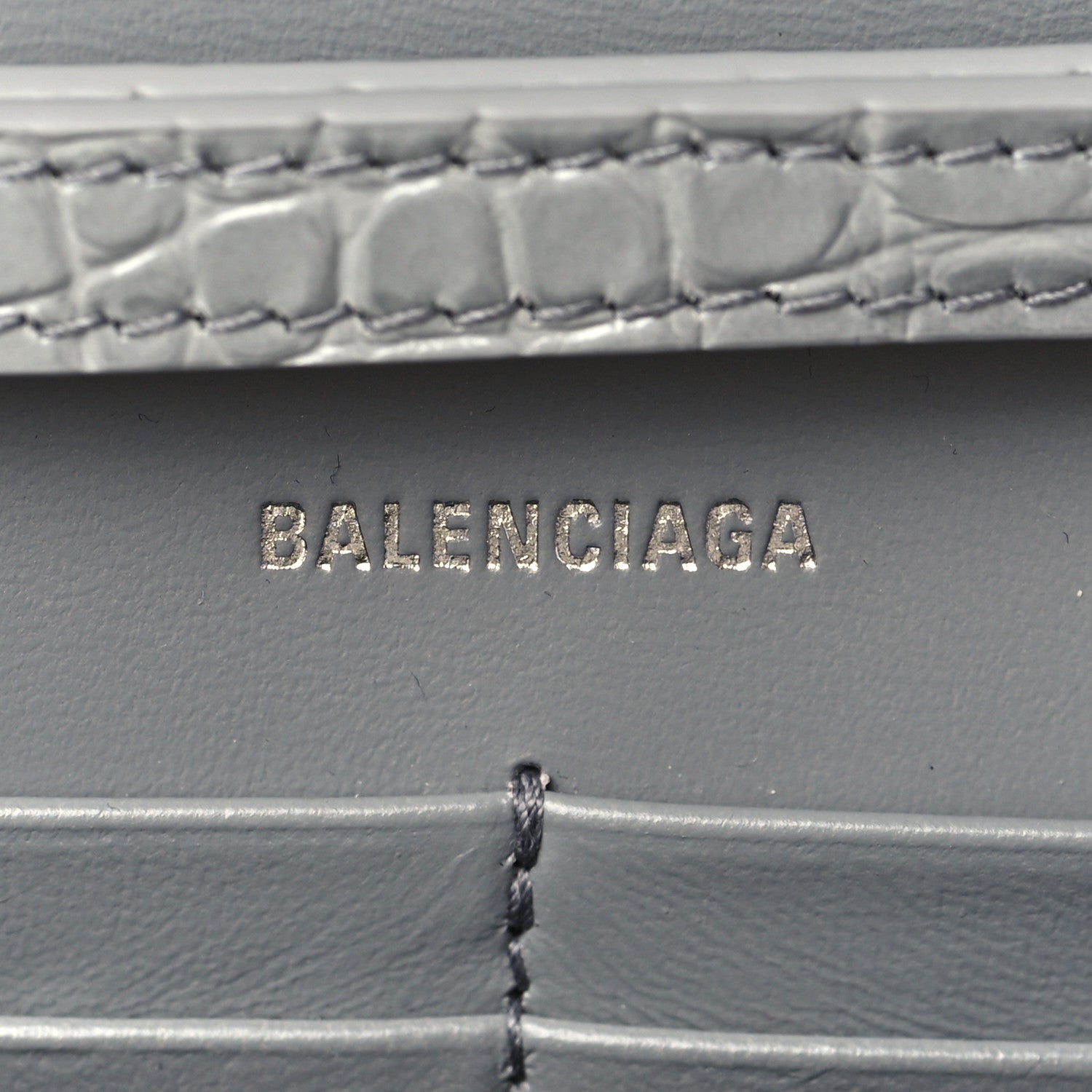 Balenciaga Shiny Calfskin Crocodile Embossed Hourglass Chain Bag Balenciaga Grey 5 of 5