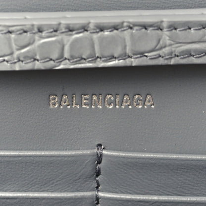 Balenciaga Shiny Calfskin Crocodile Embossed Hourglass Chain Bag Balenciaga Grey 5 of 5