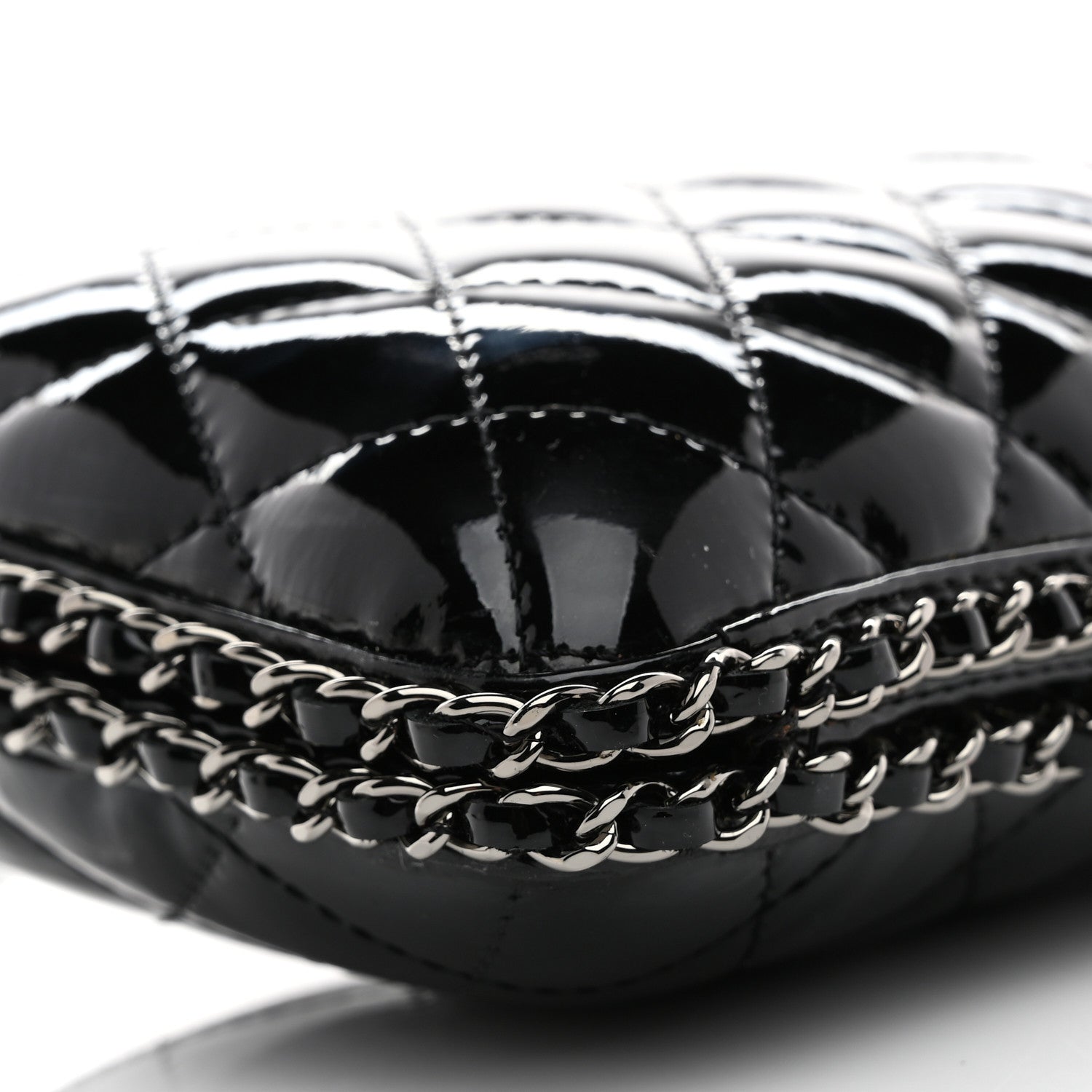 Chanel Patent Quilted Chain Around Clutch Black 9 of 11