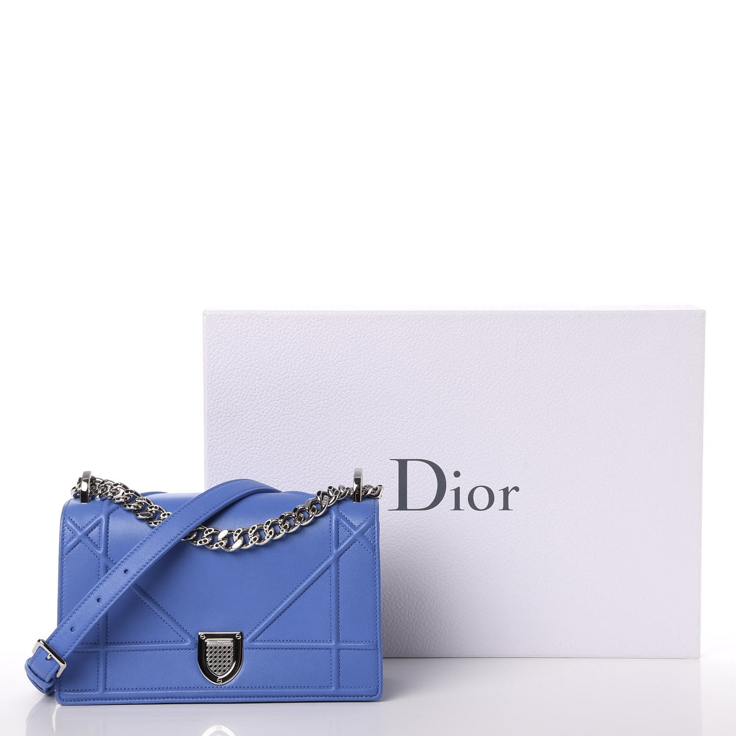 Lambskin Small Diorama Flap Bag Blue