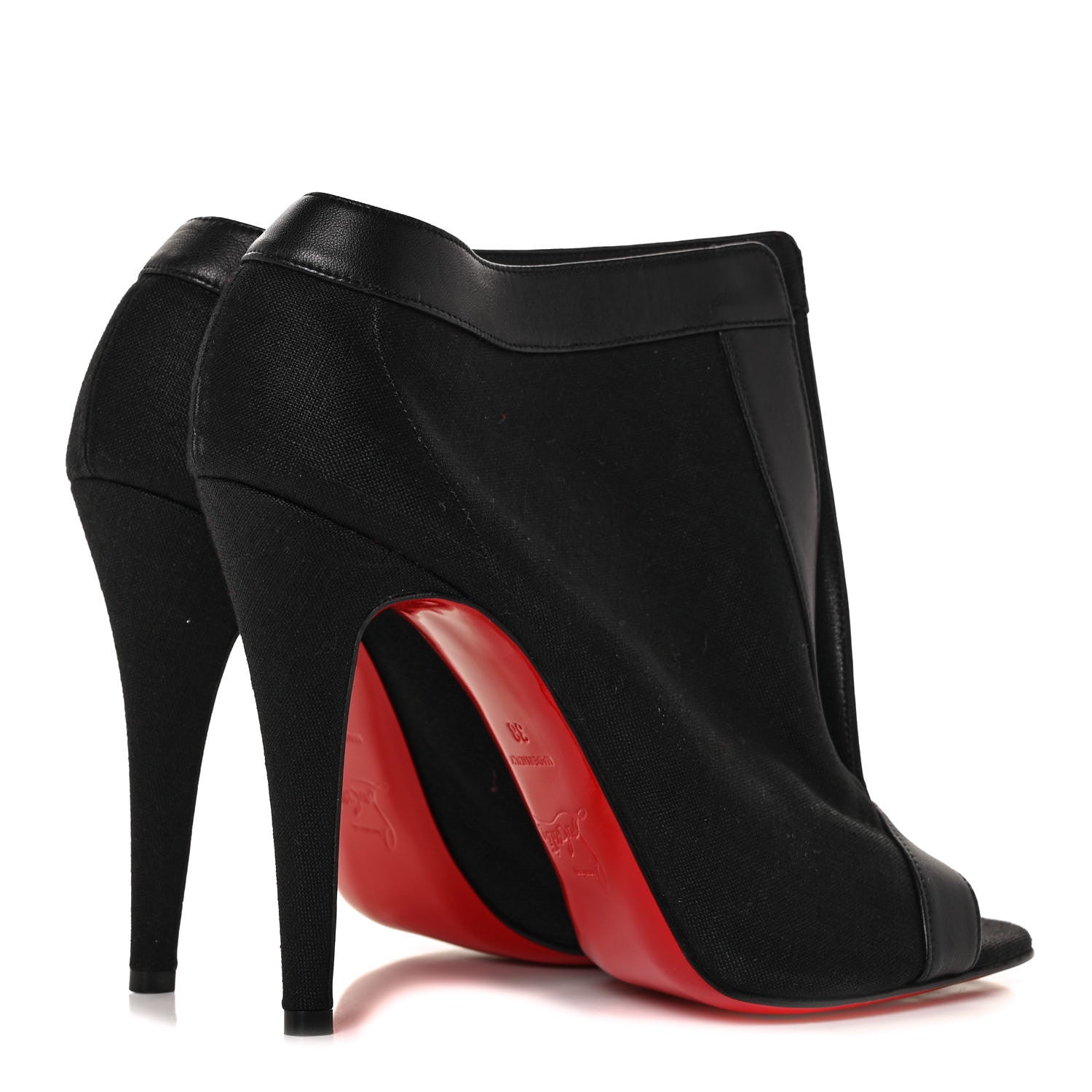 Christian Louboutin Canvas Calfskin Chaotic 100 Ankle Boots 38 Black 4 of 7