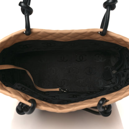 Chanel Calfskin Quilted Large Cambon Tote Beige Black 5 of 11