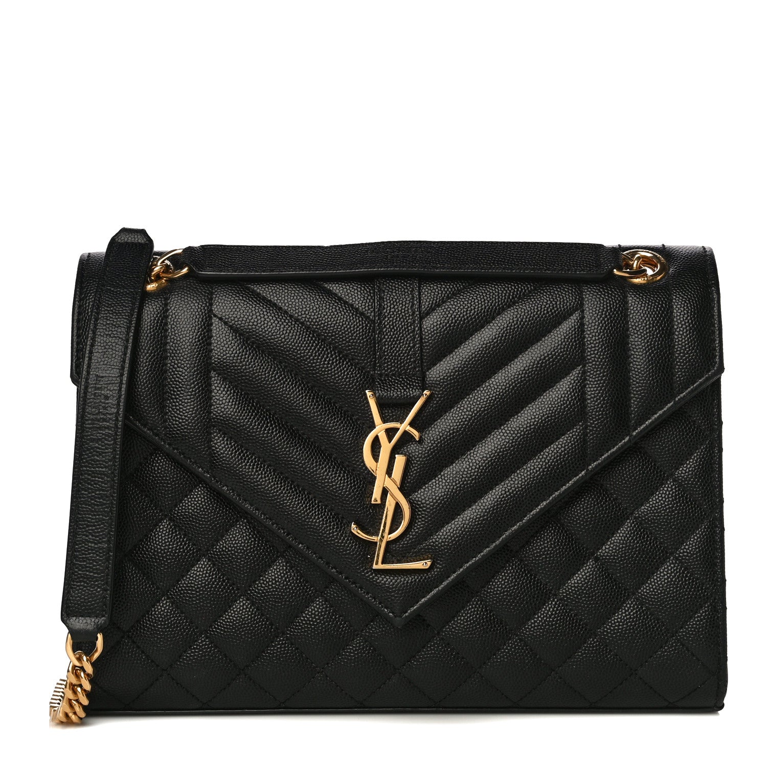 Saint Laurent Grain De Poudre Textured Mixed Matelasse Triquilt Medium Monogram Satchel Black 1 of 16