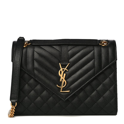 Saint Laurent Grain De Poudre Textured Mixed Matelasse Triquilt Medium Monogram Satchel Black 1 of 16
