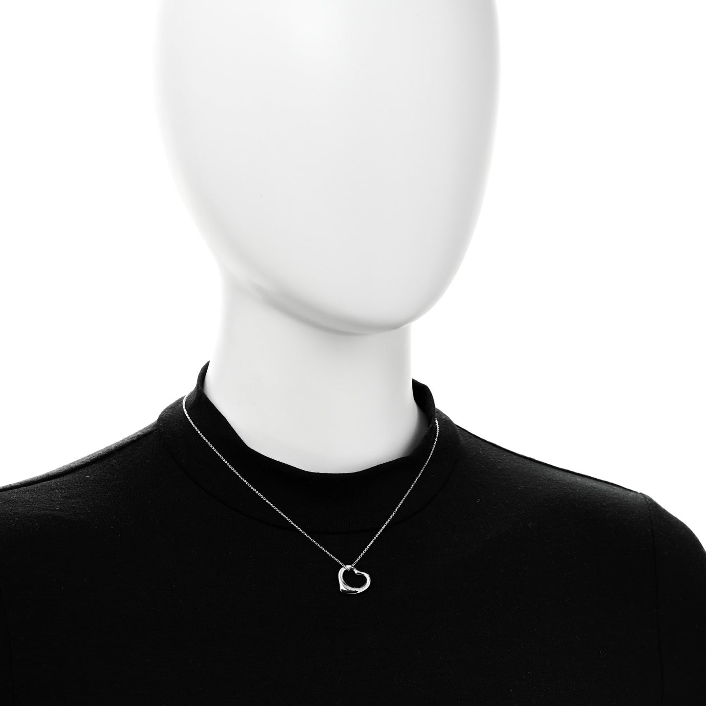 Platinum Diamond 16mm Elsa Peretti Open Heart Pendant Necklace