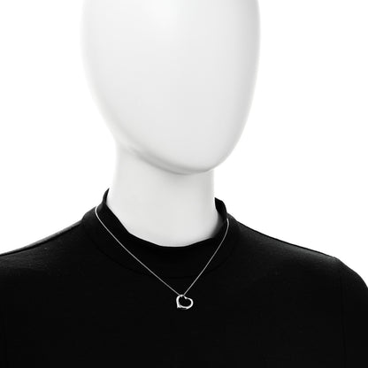 Tiffany Platinum Diamond 16mm Elsa Peretti Open Heart Pendant Necklace 2 of 7
