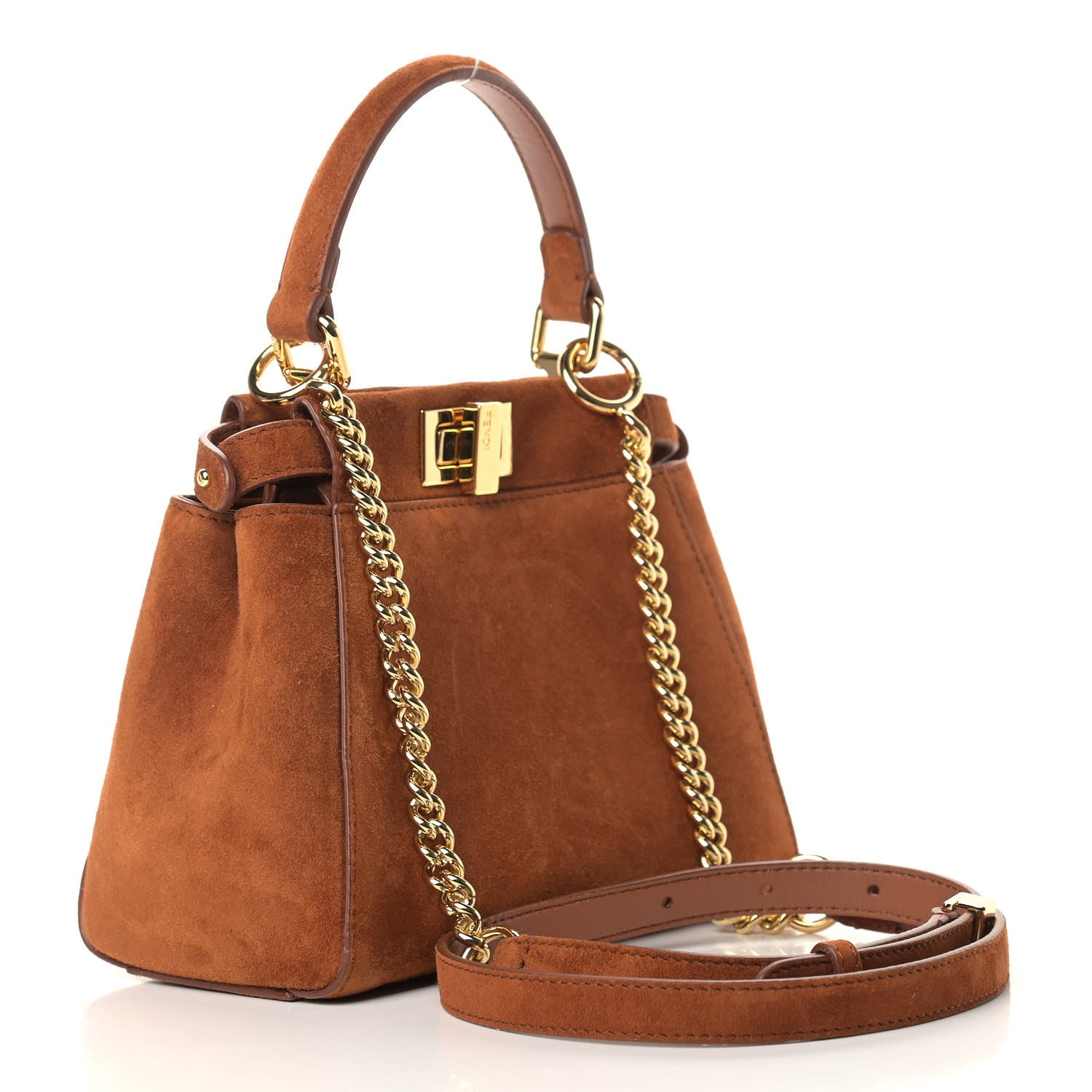 Fendi Chamois XS Peekaboo Iconic Satchel Cuoio 3 of 12