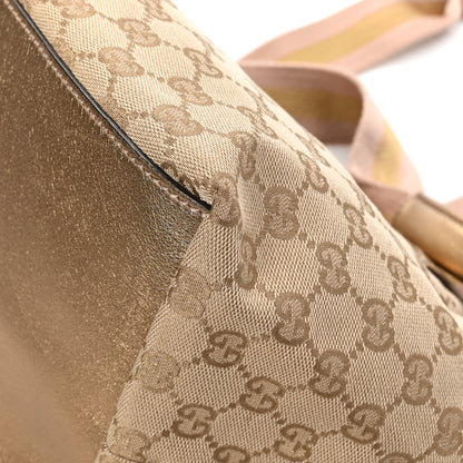 Gucci GG Monogram Medium Web Handle Bucket Tote Pink Gold 12 of 14