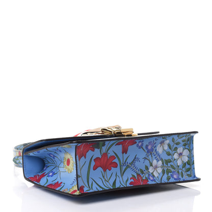 Gucci Shangai Calfskin Web New Flora Small Sylvie Shoulder Bag Azure 3 of 4
