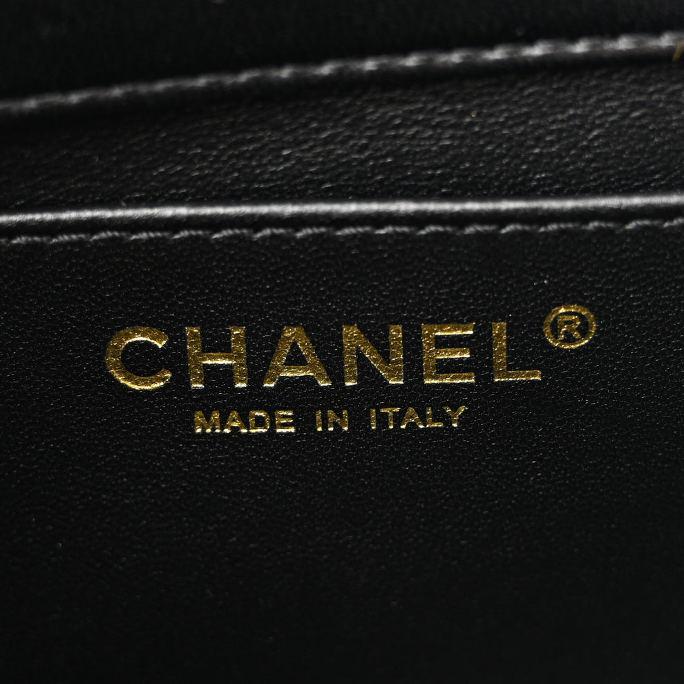 Chanel Shiny Lambskin Quilted Pearl Twist Mini Square Flap Black ...