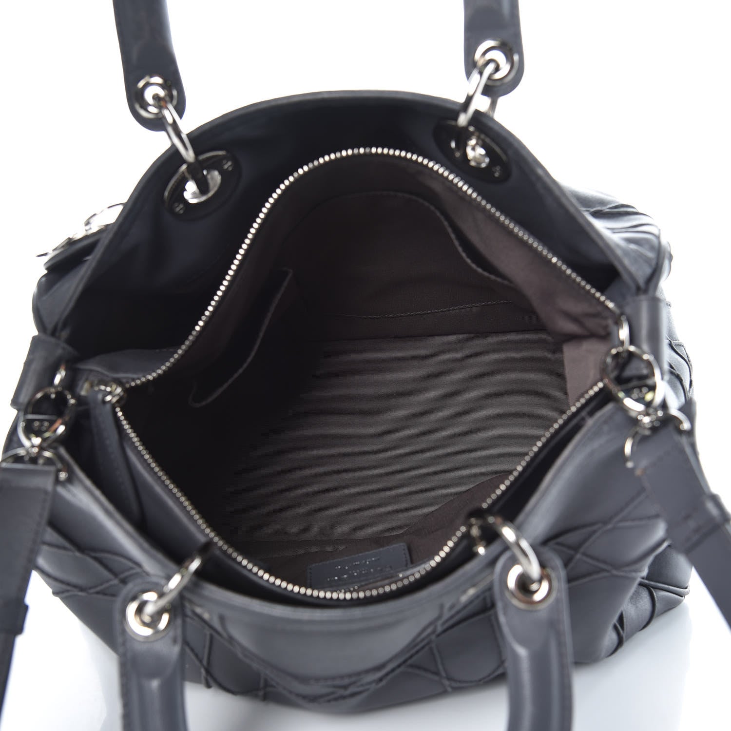Christian Dior Lambskin Cannage Granville Polochon Grey 5 of 20
