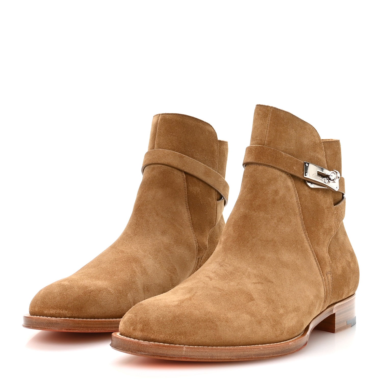 Hermes Veau Velours Mens Fortune Ankle Boots 44 Brun Fume 4 of 10