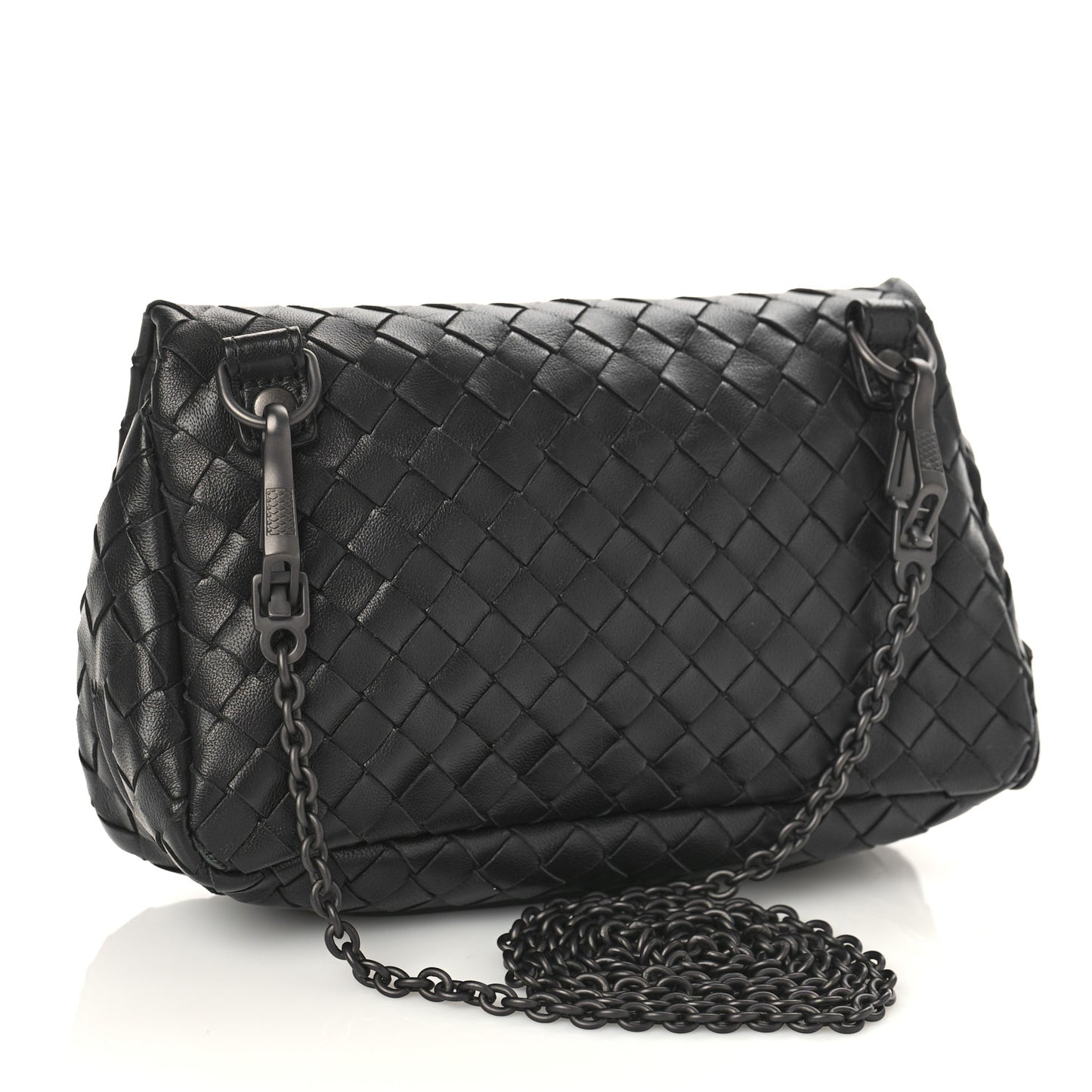 Nappa Intrecciato Mini Chain Messenger Black