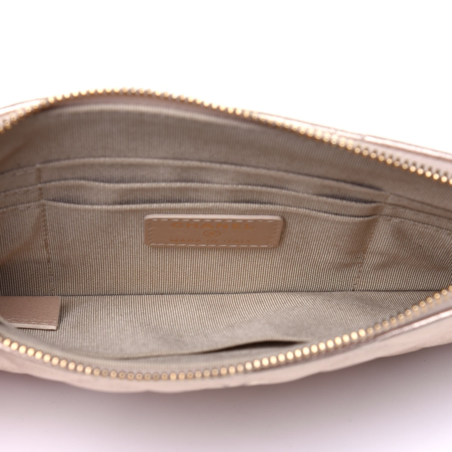 Chanel Metallic Lambskin Quilted Cosmetic Case Gold 5 of 11