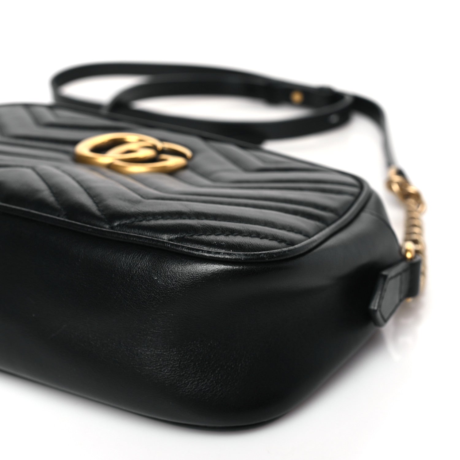 Gucci Calfskin Matelasse Small GG Marmont Chain Shoulder Bag Black 9 of 9