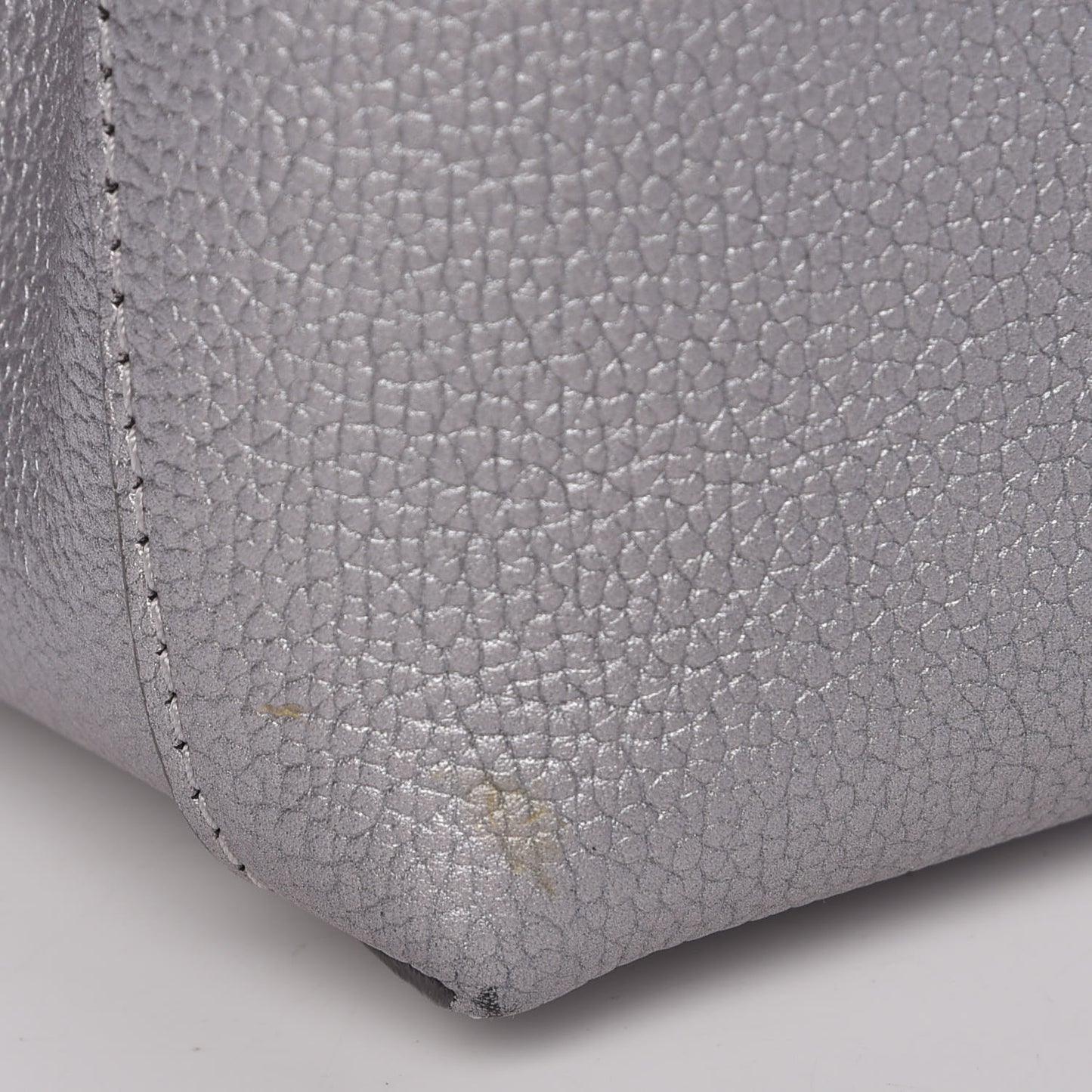 Metallic Grained Calfskin Medium Milla Tote Spike Silver
