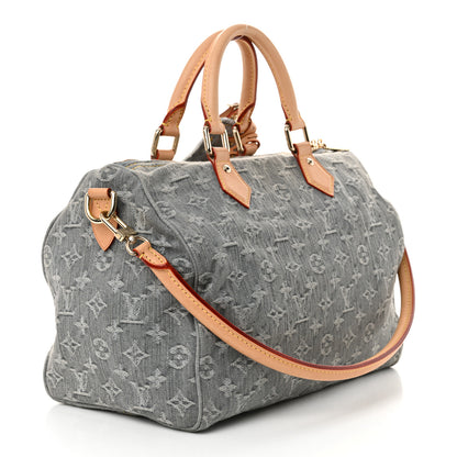 Louis Vuitton Monogram Denim Speedy Soft 30 Washed Gray 3 of 10