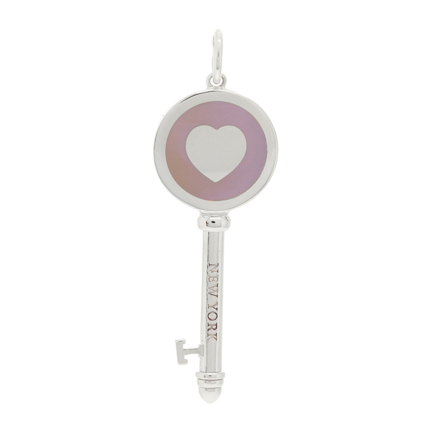 Sterling Silver Enamel Keys Heart Key Pendant Lavender
