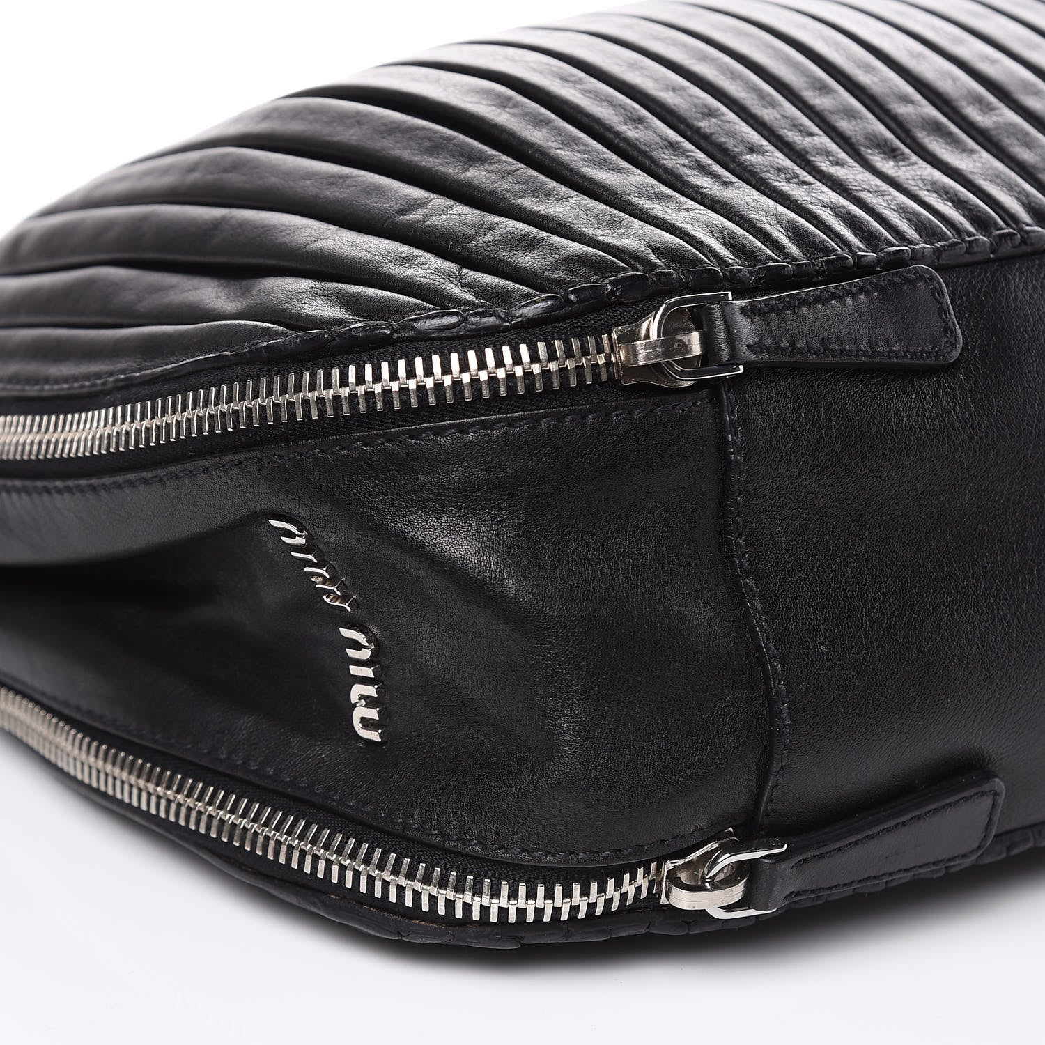 Miu Miu Lambskin Plisse Hobo Black 8 of 13