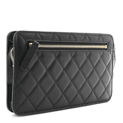 Chanel Lambskin Quilted Front Pocket Wristlet Black 3 of 7
