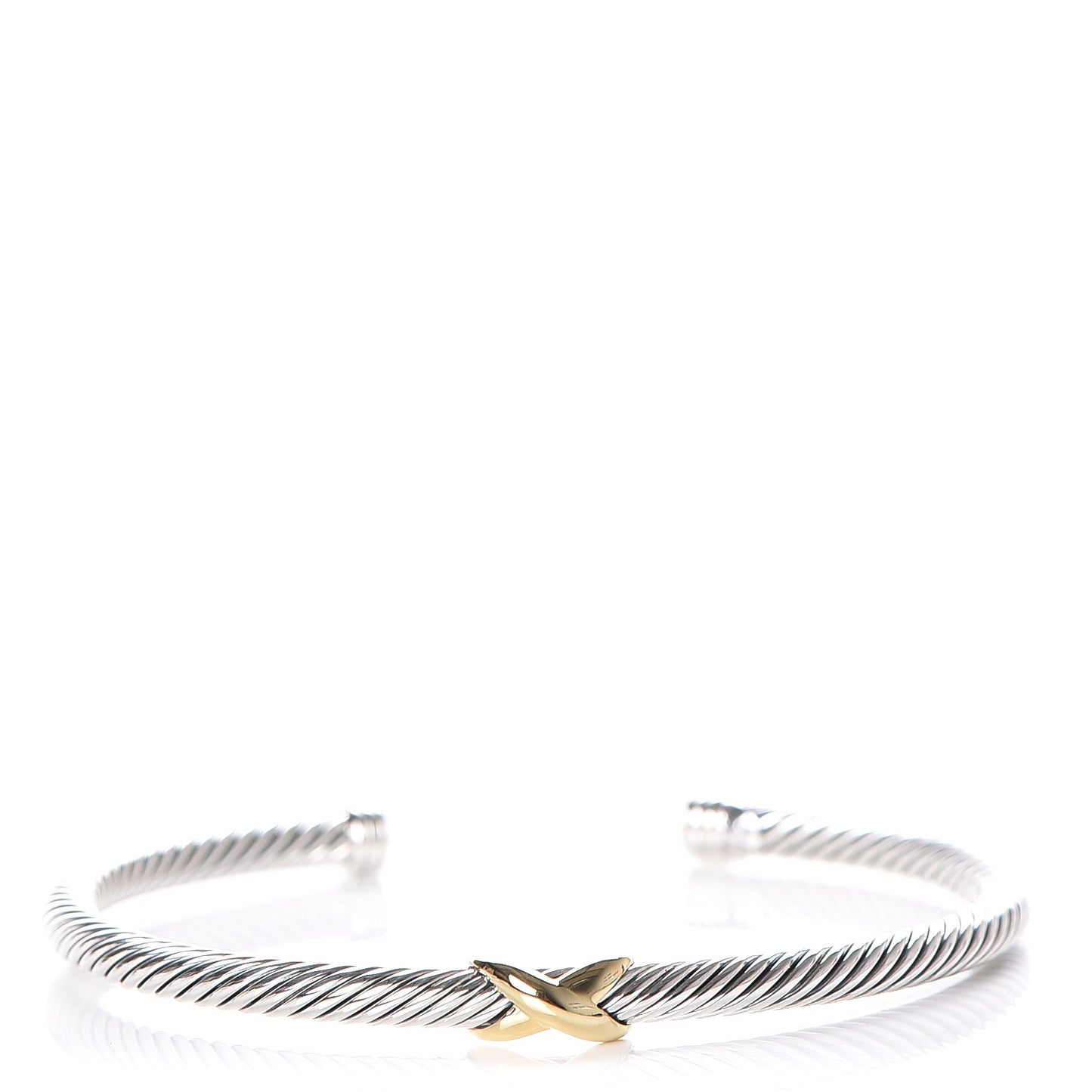 Sterling Silver 18K Yellow Gold 4mm X Station Cable Bracelet