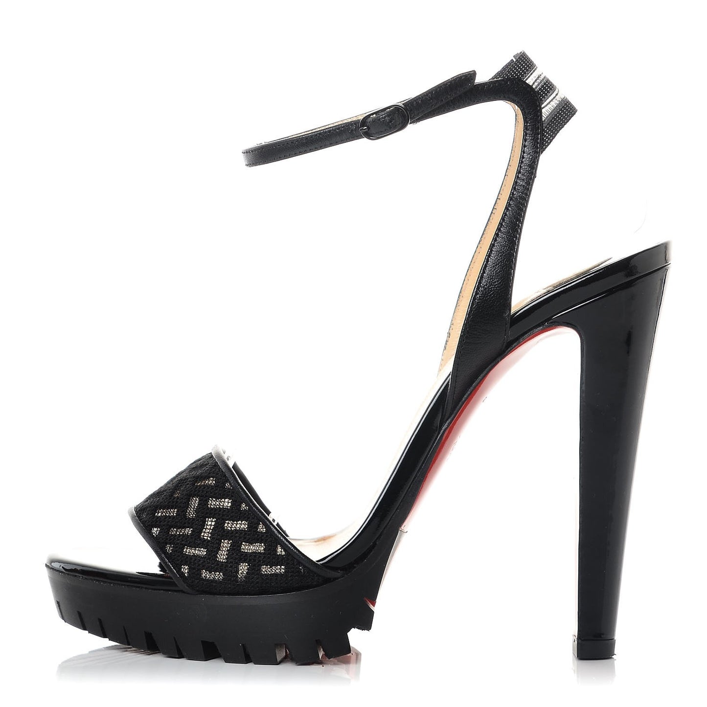 Chevron Mesh Patent Volumetric 120 Sandals 37 Black
