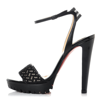 Christian Louboutin Chevron Mesh Patent Volumetric 120 Sandals 37 Black 1 of 10